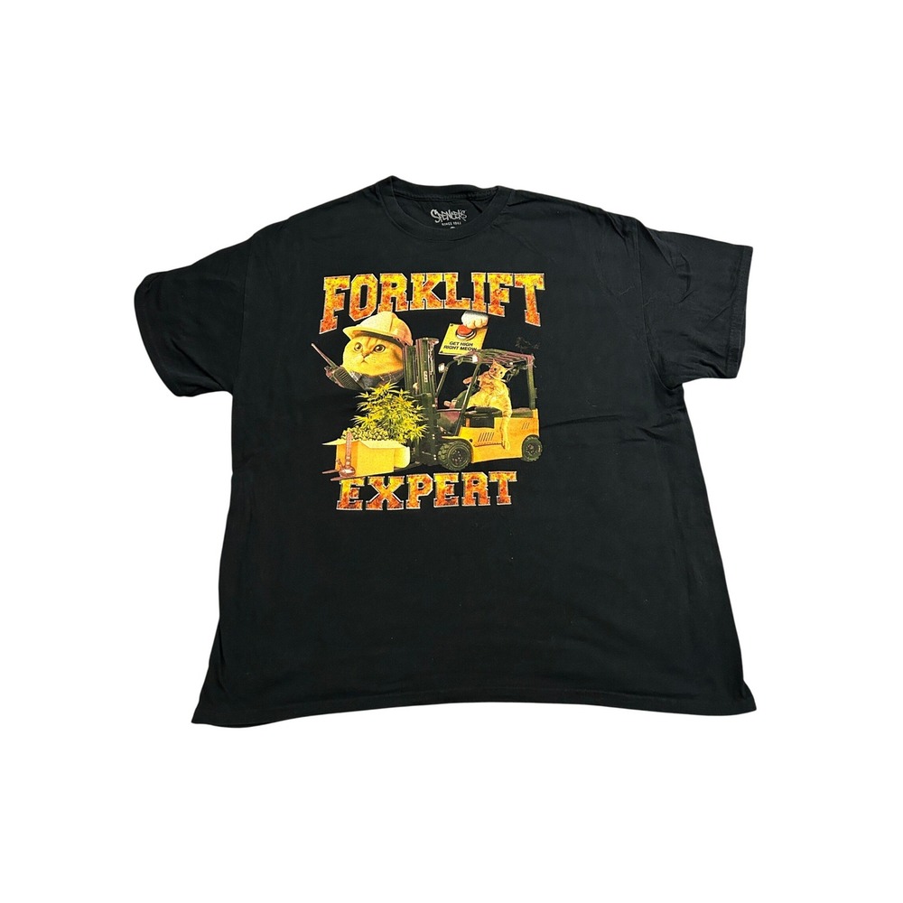 Spencer's Forklift Expert T-Shirt Mens XL Black Excellent Cat 420 Graphic Tee